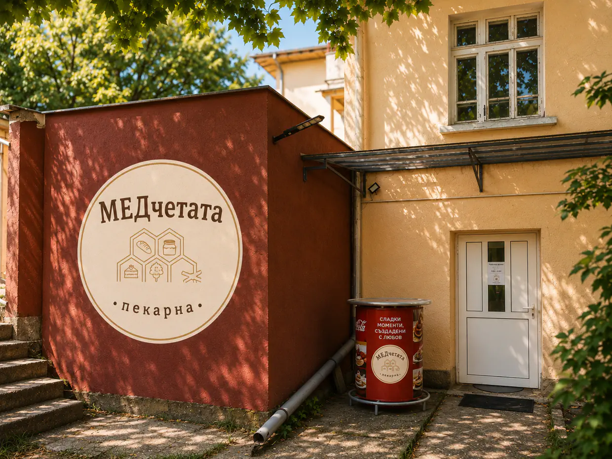 Входът на пекарна МЕДчетата в Габрово